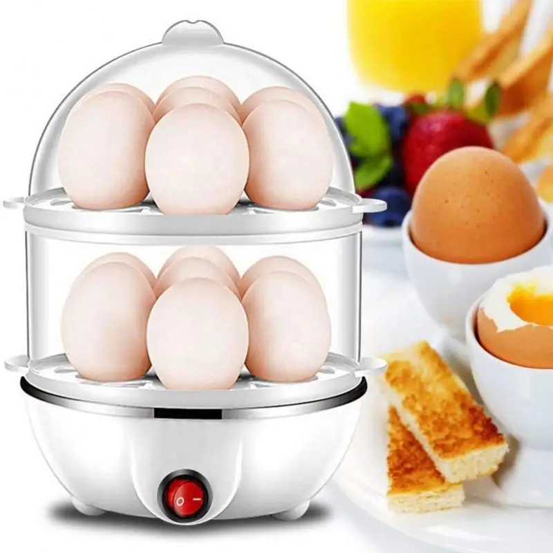 Electric Egg Boiler Cooker Double Layer Automatic Mini Steamer Poacher Cookware Kitchen Cooking Tool Egg Steamer Breakfast Maker