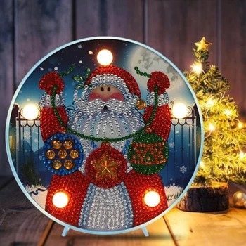 

New lamp 5D DIY LED Diamond Painting Night Light Christmas Tree Santa Claus Cross Stitch Embroidery Special Shape Wedding Decor