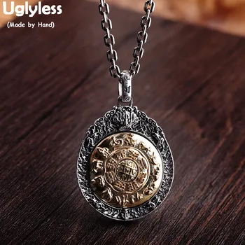

Uglyless Buddhistic Spinning Pendants for Men Thai Silver Religious Gift Fine Jewelry 925 Silver Rotating Necklace NO Chain P802