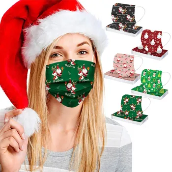 

Fast Delivery Disposable Unisex Printed Christmas Soft Masks For Adults 3-layer Masks Protective Breathable Dustproof Mondkapjes
