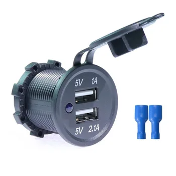 

1pc Modified car USB charger 5V3.1A with blue LED lights for waterproof and dustproof 5V1A+5V2.1A blue