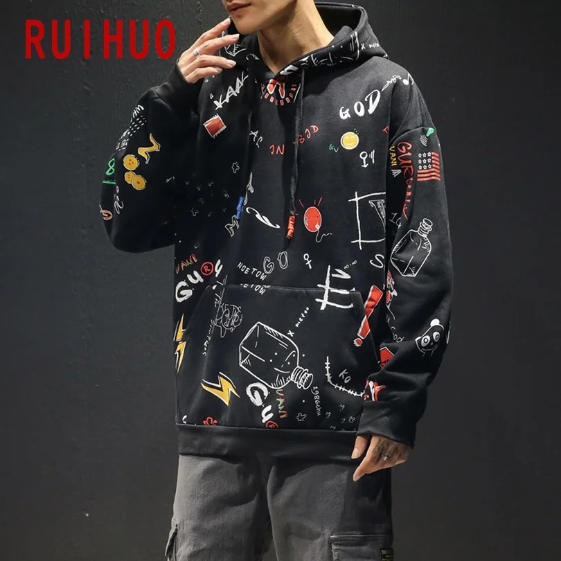 RUIHUO 2020 Новинка весны толстовка с капюшоном в стиле хип хоп Мужская модная уличная