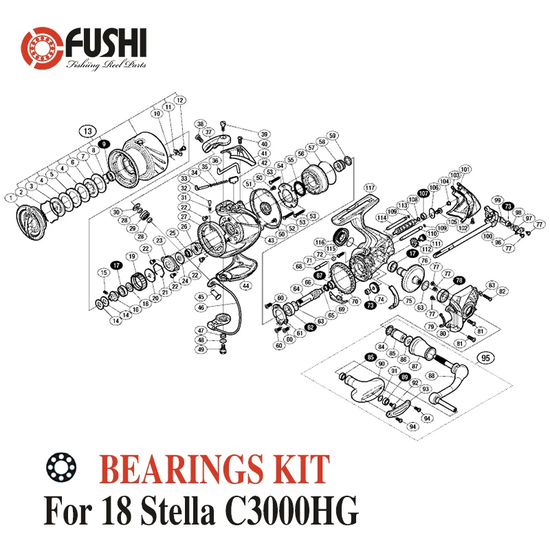 Fishing Reel Stainless Steel Ball Bearings Kit For Shimano 14 Stella  C3000HG / 03446 Spinning reels Bearing Kits - AliExpress