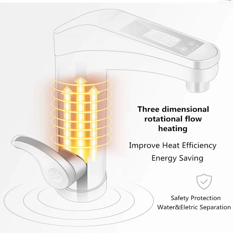 Интеллектуальный жидкокристаллический дисплей Мгновенный Электрический кран для нагрева воды мгновенный проточный водонагреватель без резервуара горячий кран с европейской вилкой