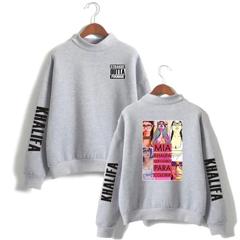 

Luckyfridayf Mia Khalifa Sweatshirt For Women Oversize Tops Fashion Pattern Print Sweatshirt Turtleneck Outerwear Warm Pullover