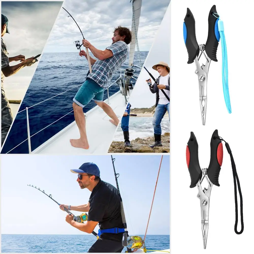 

Multi-Purpose Portable Fish Pliers 7" Stainless Steel Fishing Tools Line Cutter with Sheath Lanyard