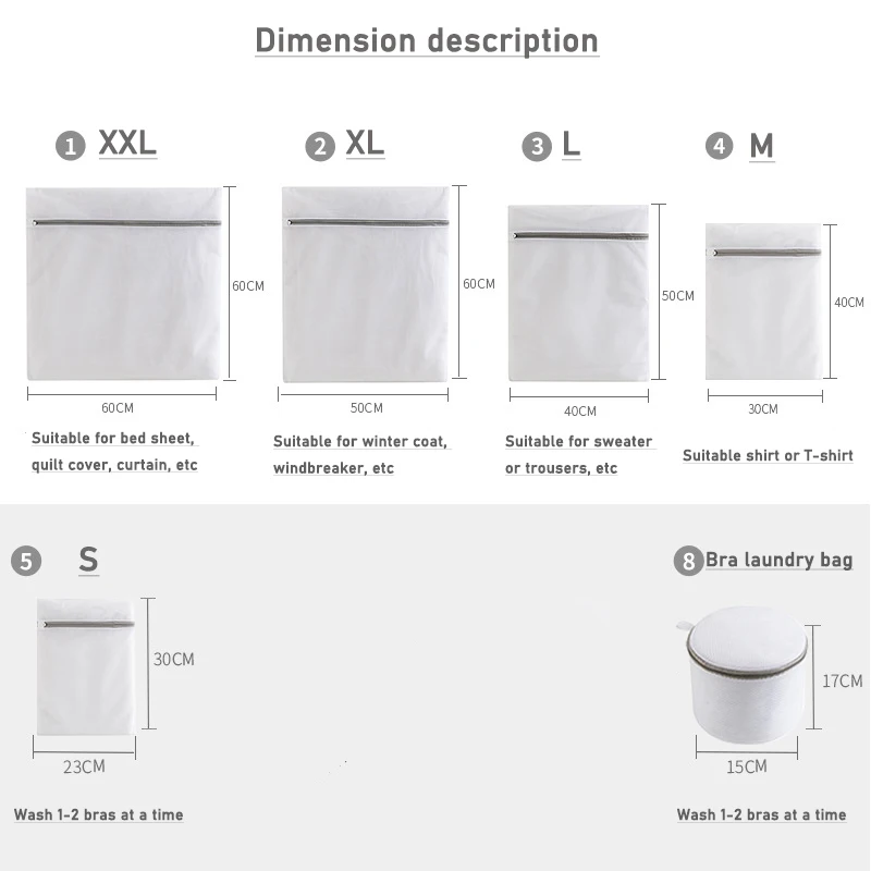 15 Size Mesh Laundry Bag Polyester Laundry Wash Bags Coarse Net Laundry Basket Laundry Bags for Washing Machines Mesh Bra Bag