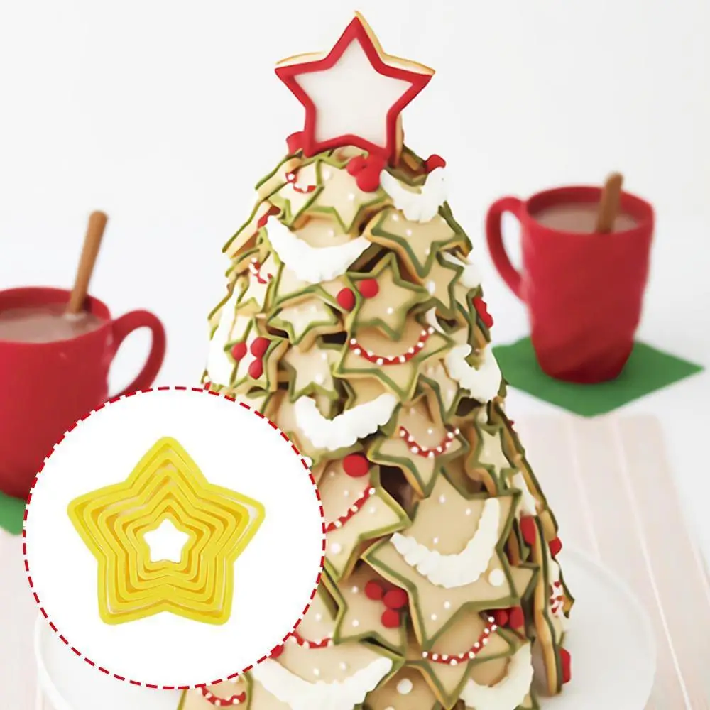 6 шт./компл. Рождественская елка печенье звезды Форма Fondant(сахарная) форма для торта и печенья 3D инструменты для украшения торта инструмент для выпечки