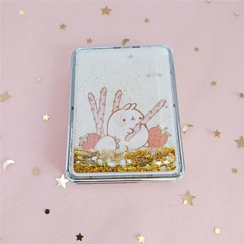 

Quicksand Sequins Makeup Mirrors Girls Mini Portable Cosmetic Mirror Compact Pocket Features Fantasy Starry Gold Glitter