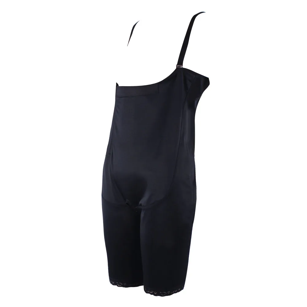 Women Latex Waist Trainer Bodysuit Slim Zipper Shapewear Open Bust Corset Lace Above The Knee Shapewear Corset