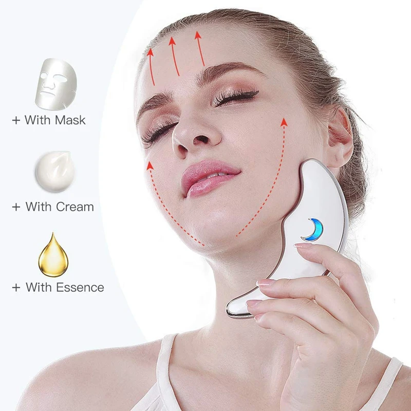 Массажер для глаз 45℃ тепло и вибрация, массажер для лица Gua Sha соскабливающий массажный инструмент для анти-старения против морщин, подтяжка лица, B