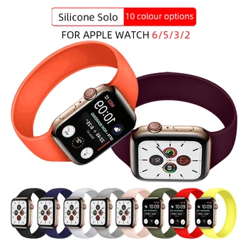

Soft Silicone Solo Band for Apple Watch 6 SE/5/4/3/2 Watchband 42 38mm Replace Bracelet Strap 44mm for Iwatch 6 40mm Band