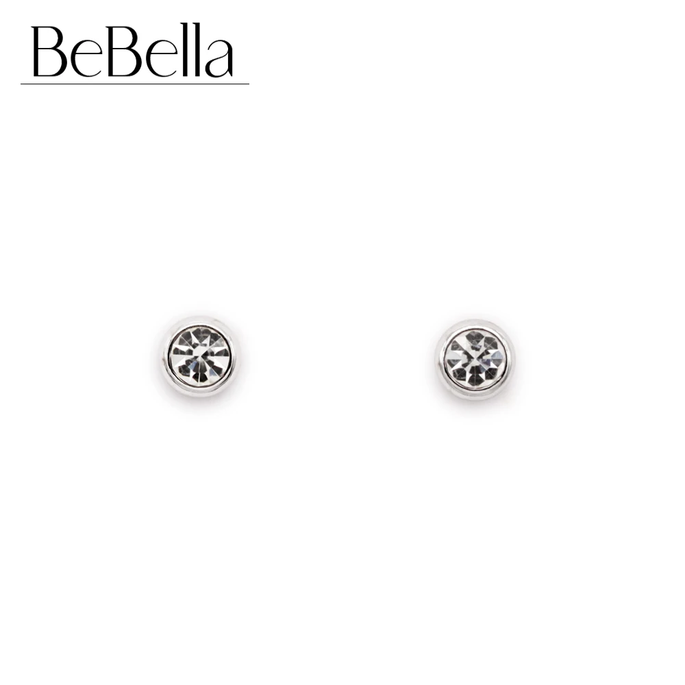 BeBella 0 5 см мини круглые серьги гвоздики с кристаллами оригинальные Чешские