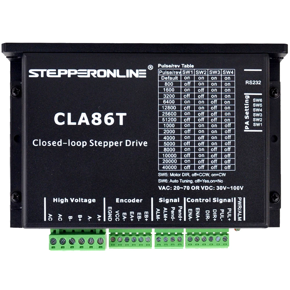 

Closed Loop Stepper Driver 0-8.2A 30-100VDC/20-70VAC for CNC Nema 34 Stepper Motor CLA86T