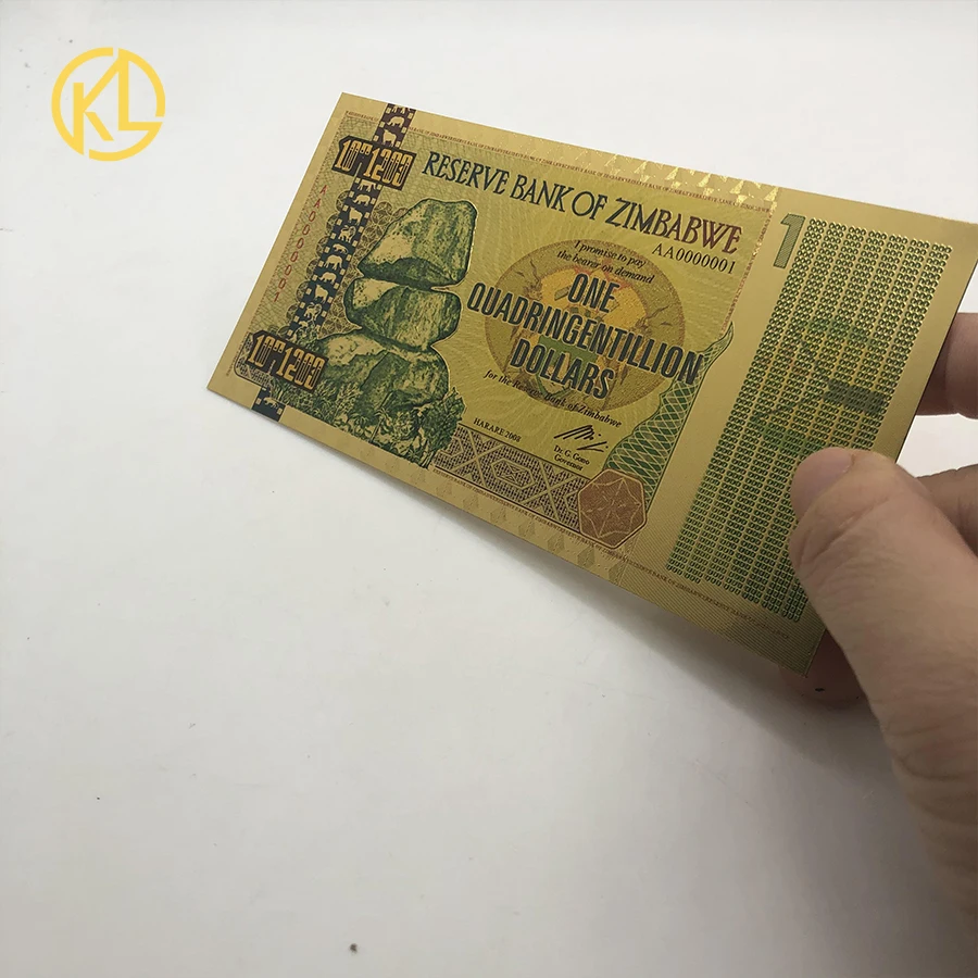 Золотая Серебряная фольга Dragon One Centillion 100 триллион Quintillion Decillion 5 восьмиугольников vigintillion долларов, Банкнота из Zimbabwe Виа - Цвет: Quadrungentillion