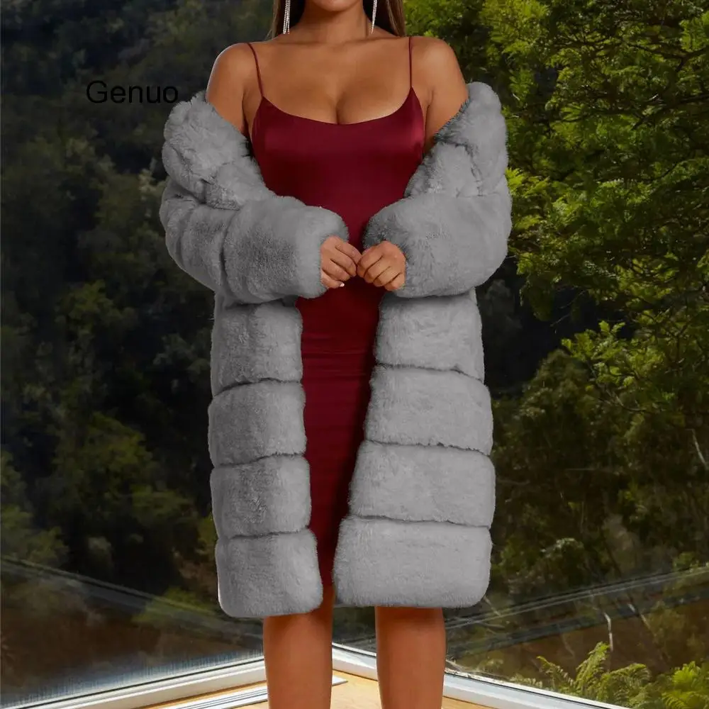 Winter Faux Fur Coat Women 2020 Casual  Thick Warm Long Coat Female Luxury Black Oversize Fur Jackets Cardigan Outwear
