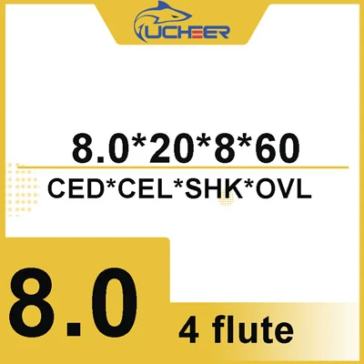8d-8D UCHEER 1 шт. HRC45 4 флейты 8/10/12 мм Концевая фреза типа ЧПУ Инструменты сплав карбидная Вольфрамовая сталь Концевая фреза для резки металла cricut машины - Длина режущей кромки: 8d-8D