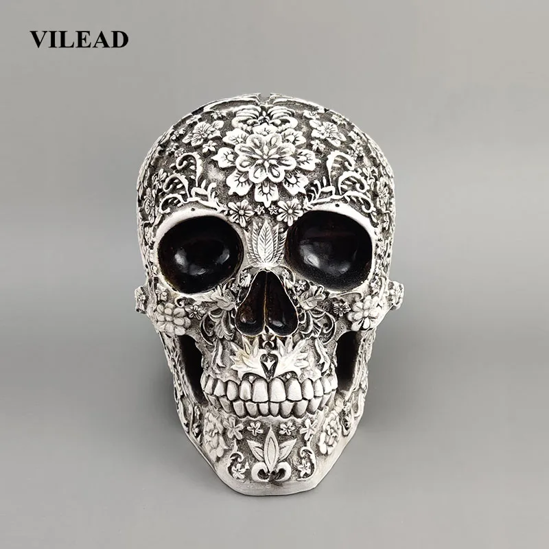 VILEAD 20 см резной череп из смолы ремесло белый череп голова Хэллоуин вечерние украшения Скульптура черепа орнамент украшение дома исследован... VILEAD 20 см резной череп из смолы ремесло белый череп голова Хэллоуин вечерние украшения Скульптура черепа орнамент украшение дома исследован...