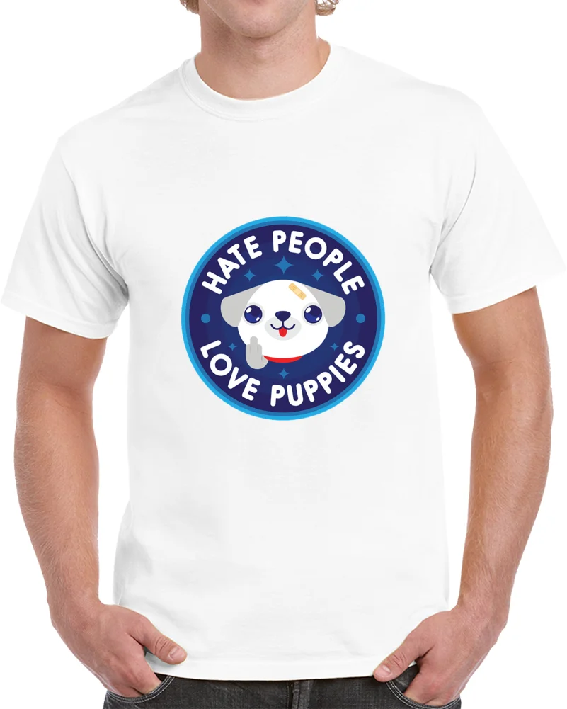 Мужская футболка с надписью Hate People Love Puppies женская | одежда