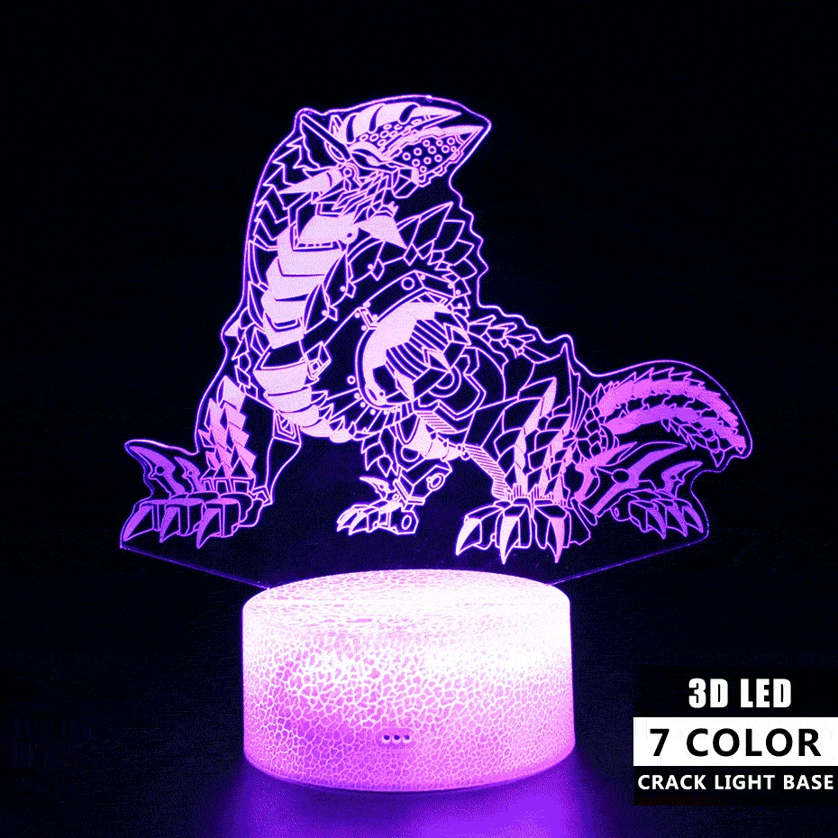 Dragon Sleep Lights Dinosaur RGB Color USB Lamp 3d Nightlight Illusion Monster Hunter Monsters Figure Lamp Gifts