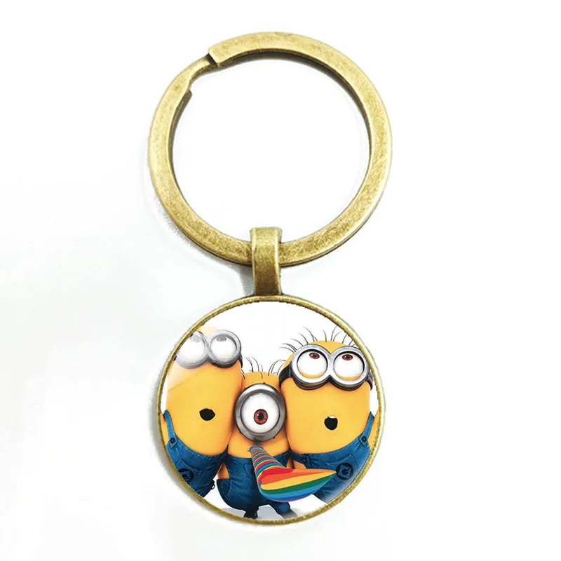 12 Despicable Me Minion Action Movie Glass Cabochon Keychains for Kid - Цвет: 12