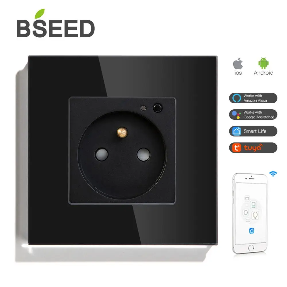 BSEED FR настенная розетка высокое качество стекло кристальная панель умная Франция