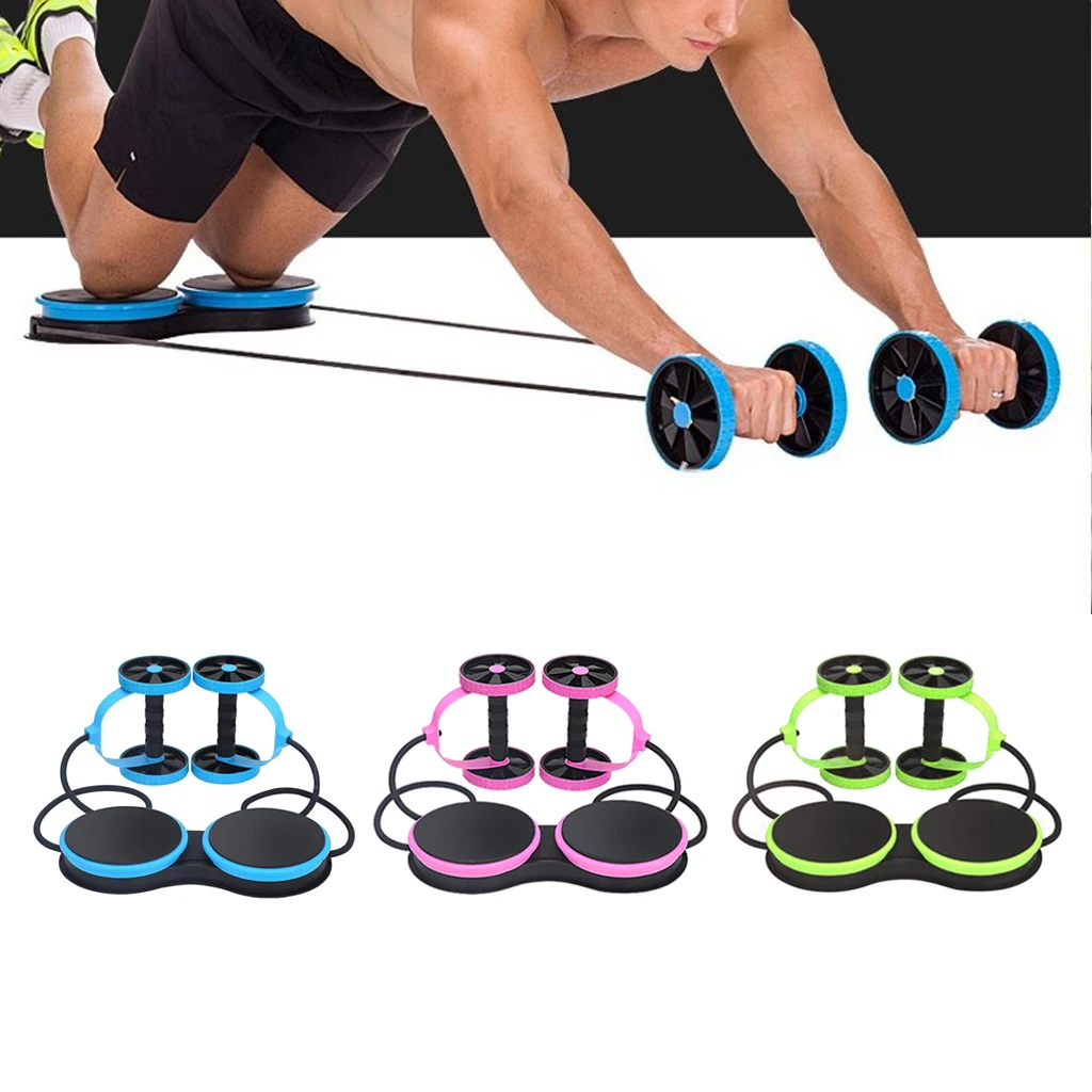 Premium Ab Roller Waist Muscle Trainer Pull Rope Home Bodybuilding Wheels Gear