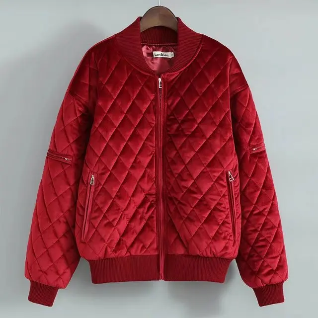

2017 Winter New Arrival Trend Versatile Solid Color behind Lettered Embroidered Velvet Cotton-padded Clothes