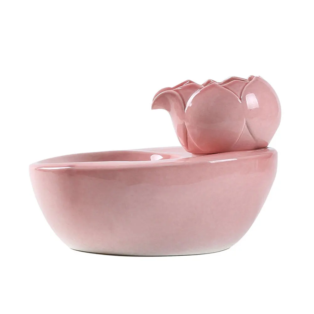 Розовый Круглый диспенсер автоматический циркулирующий Электрический Керамический питьевой фонтан Винтаж кошки собаки Кормление воды бассейна домашняя чаша кролик - Цвет: Розовый