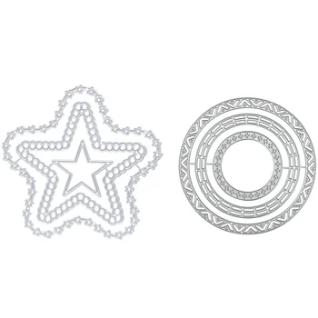 

Kokorosa Metal Cutting Dies Nested Round Star Frame Stencils for Scrapbooking DIY Photo Album Paper Card Decor Craft Embossing