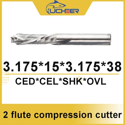 3.175d-15l UCHEER 2 флейты 3,175/4/5/6/8 мм сжатия фреза ЧПУ Инструмент для обработки МДФ зажим доска для деревообработки - Длина режущей кромки: 3.175d-15l
