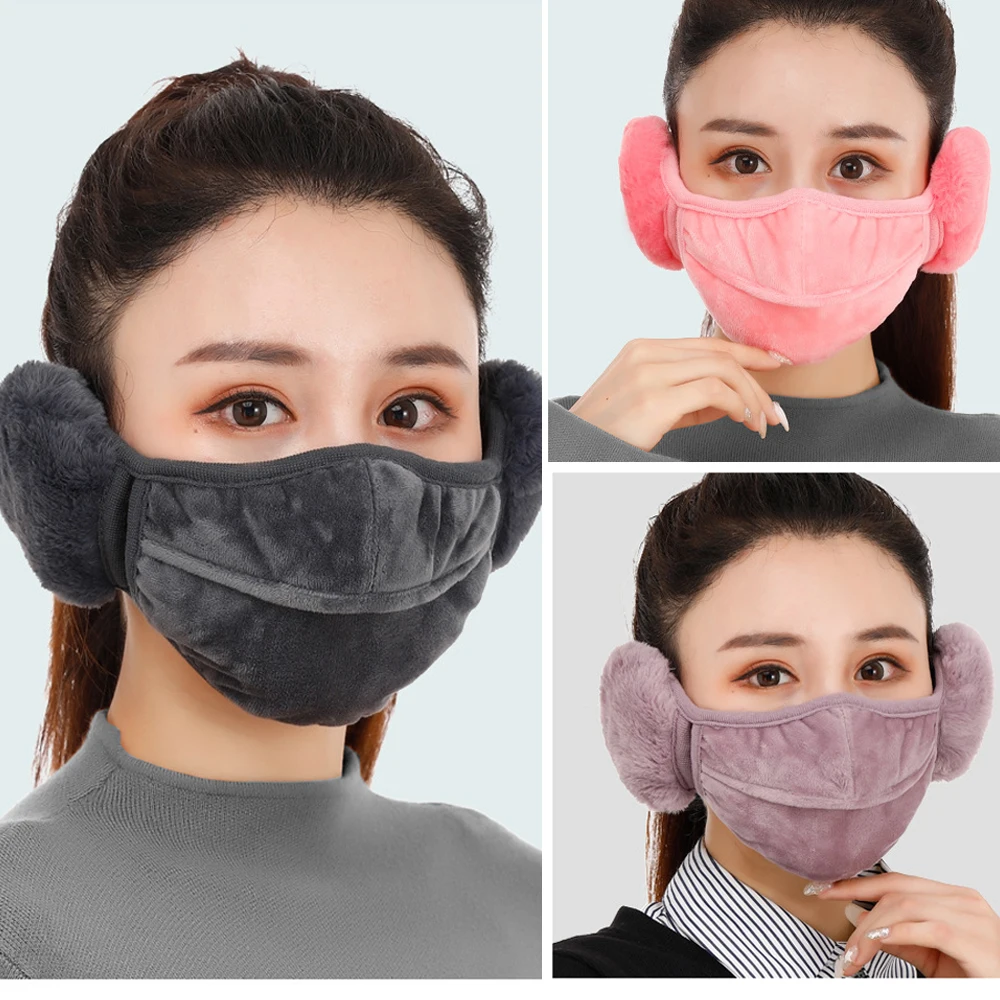 1 шт. 2в1 зимняя теплая маска для лица, маска для рта, пылезащитный моющийся Анти-туман рот-Муфельная грелка для ушей с эластичной ушной петлей