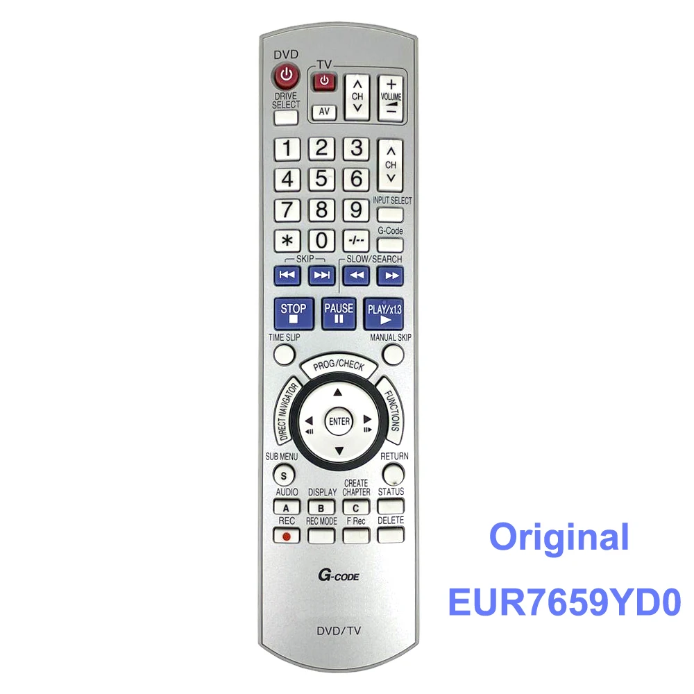 EUR7659YD0 для Panasonic G-CODE DVD/tv пульт дистанционного управления DMREZ45V