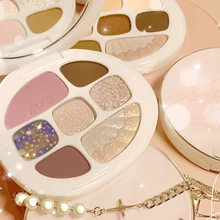 Palette di ombretti a otto colori ambra conchiglia opaca perlescente Fine ombretto luccicante fard alta luce tutto In 1 cosmetico TSLM2