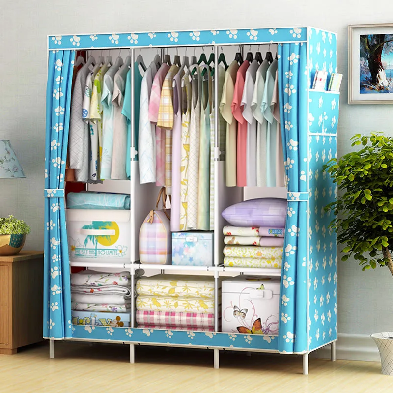 

Simple Folding Movable Mini Sliding Portable Cabinet Cloth Wardrobe ghana Rack