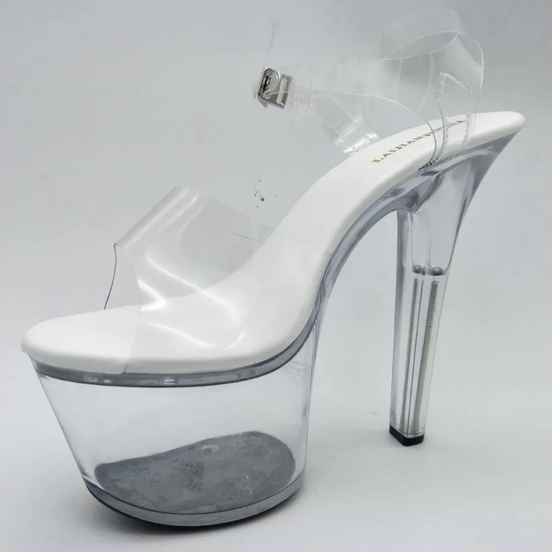 Сексуальная танцевальная обувь laijianjinxia; босоножки на высоком каблуке 17 см; Танцевальная обувь для ночного клуба; модель обуви для танцев на шесте; женская обувь на высоком каблуке; G-043 - Цвет: Прозрачный