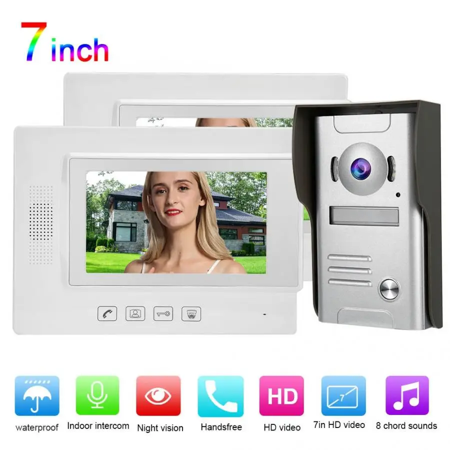 Zhudele 7inch Wired LCD Monitor Intercom Camera Video Door Phone Doorbell 110-240V | Безопасность и защита