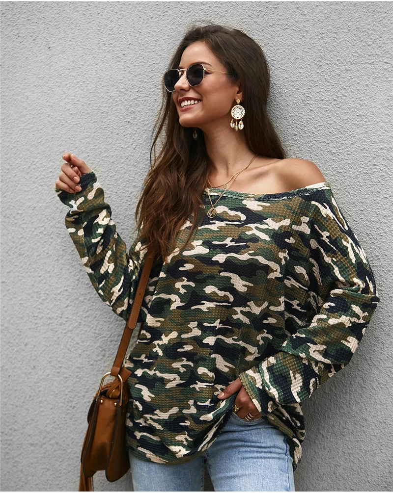 2019 moda mujer Top larga blusa suelta elegante señoras camuflaje camisa Streetwear mujer ropa Casual|Blusas y camisas| - AliExpress