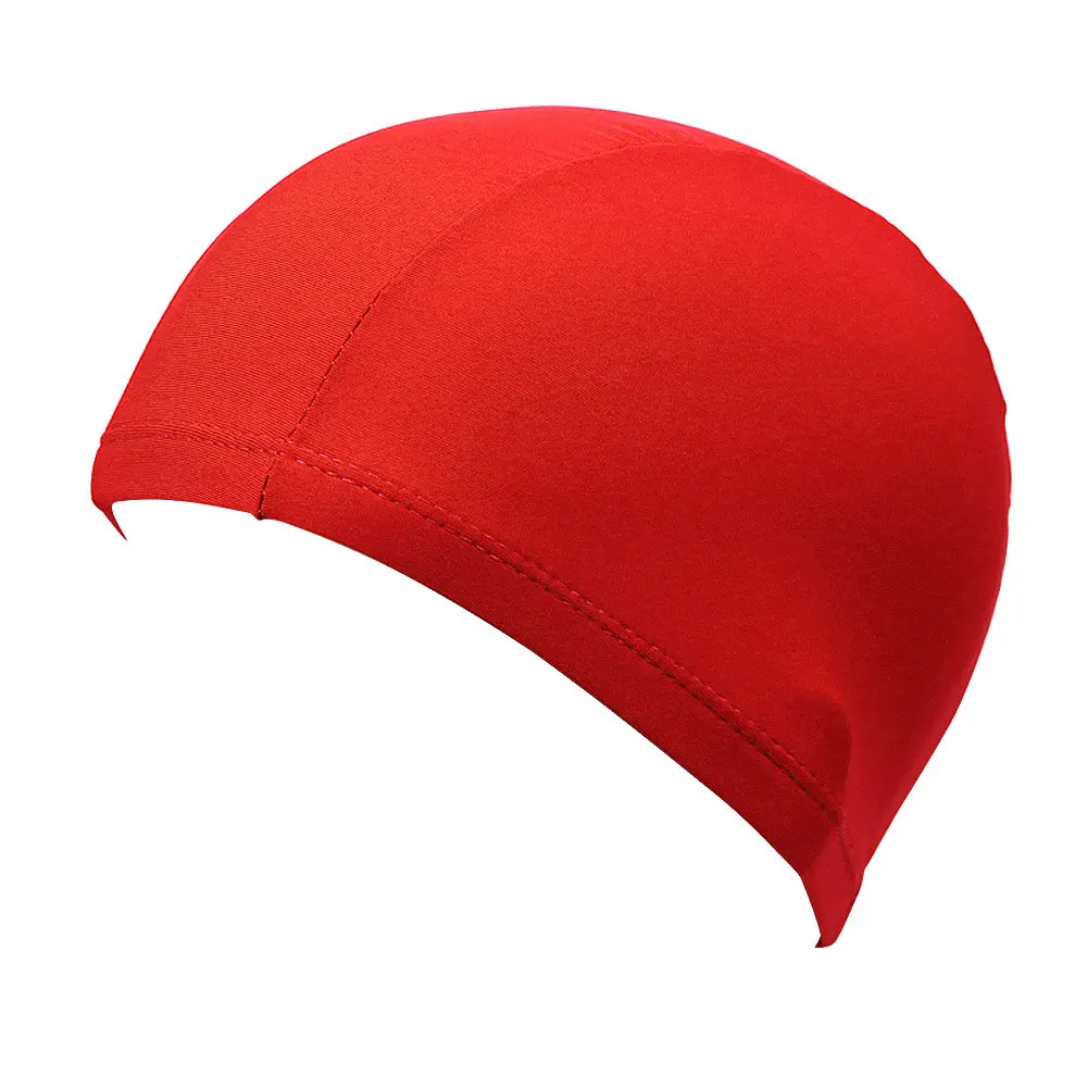 Red Шапочка для плавания из полиэстера, модная шапочка для душа, шапочка для купания, шапочка для бассейна, шапочка для плавания, высокая эластичность, водонепроницаемые спортивные товары - Color: Red