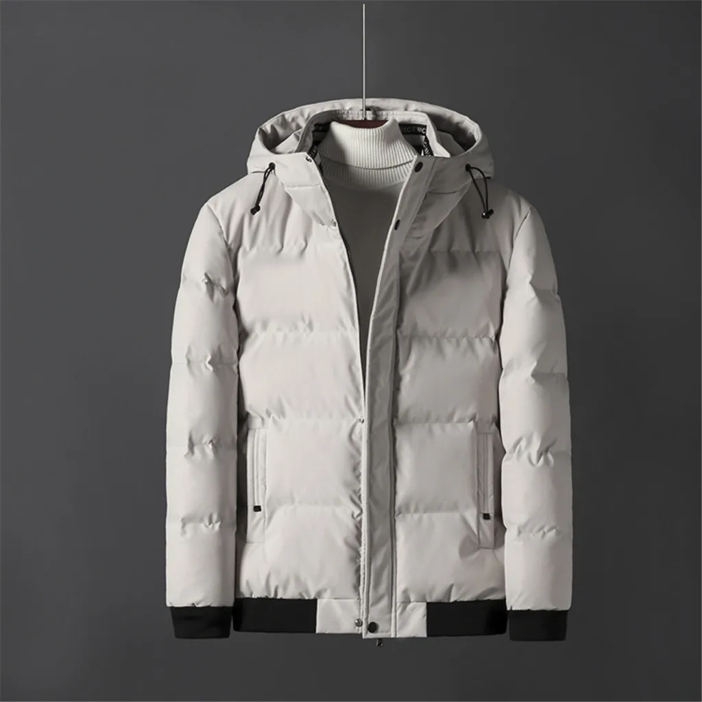 Winter Jacket Men Windbreaker Hooded Warm Male Overcoat Fashion Men Hooded Black Grey Brand Men Coat Slim Fit Plus Size M-4XL