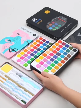 

45colors Solid Watercolor Paint Set Painting Pigment With Water Brush for Beginner Professional Water Color Paper Art Supplies