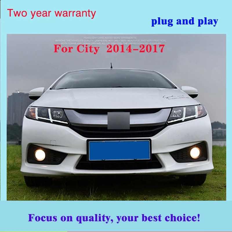 Автомобильный Стайлинг для Honda City- светодиодный головной светильник для города Головной фонарь СВЕТОДИОДНЫЙ дневной ходовой светильник светодиодный DRL Bi-Xenon HID