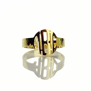 

AILIN Personalized Circle Block Monogram Ring Customized 3 Initials Monogrammed Ring Gold Color Color 0.47"