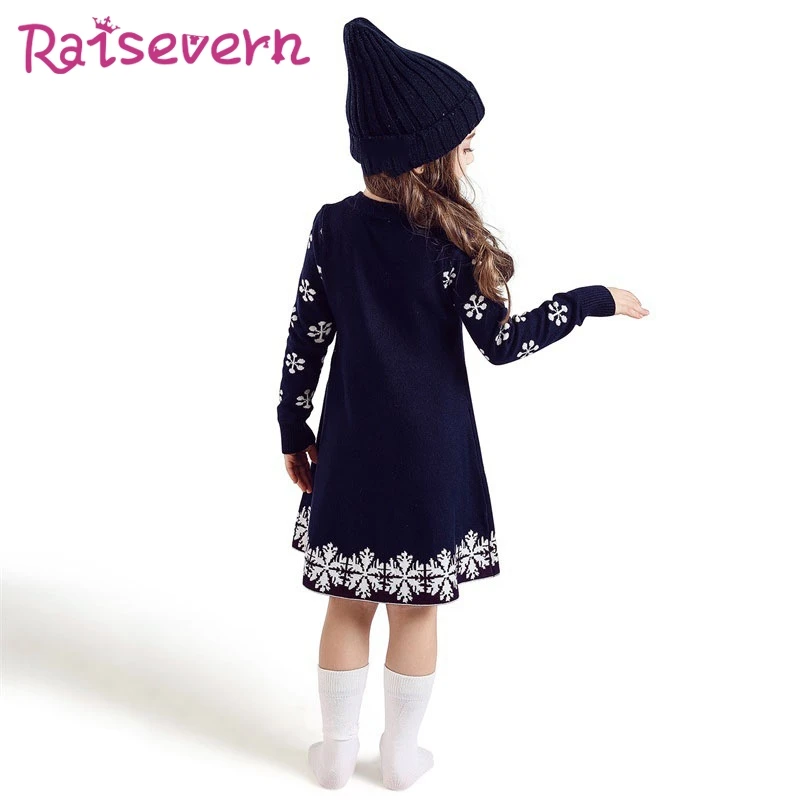 Raisvern/рождественское платье для девочек с оленем и снежинками повседневные