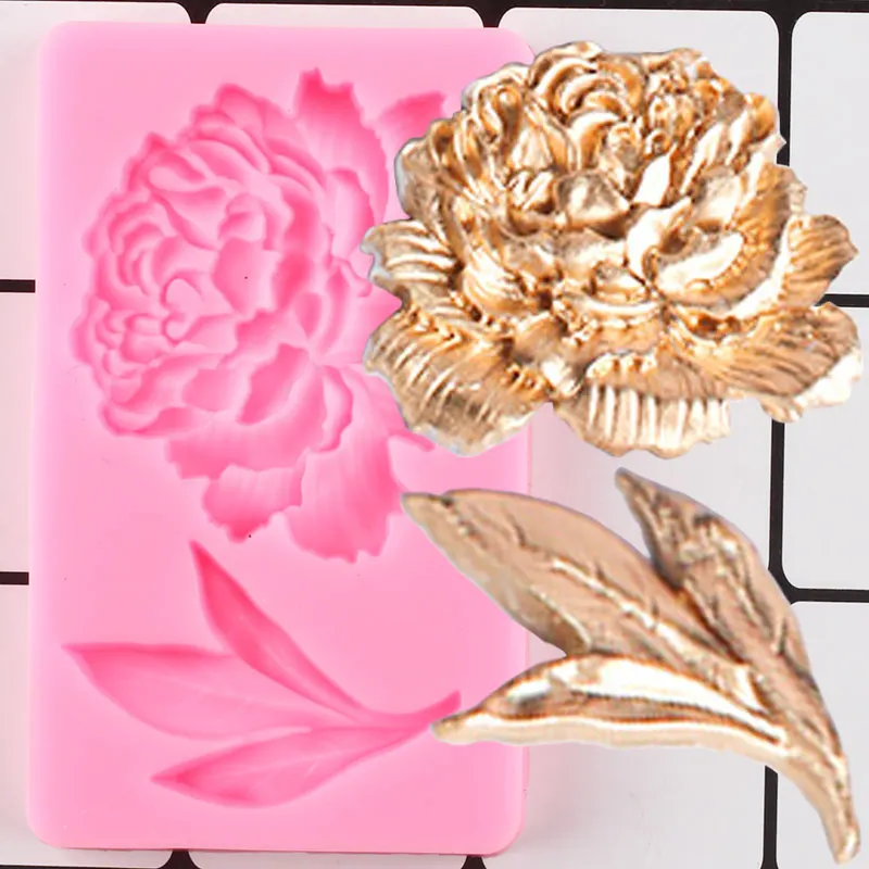 Peony Flower Silicone Molds Leaves Cupcake Topper Fondant Mold Wedding Cake Decorating Tools Chocolate Candy Polymer Clay Moulds | Дом и сад