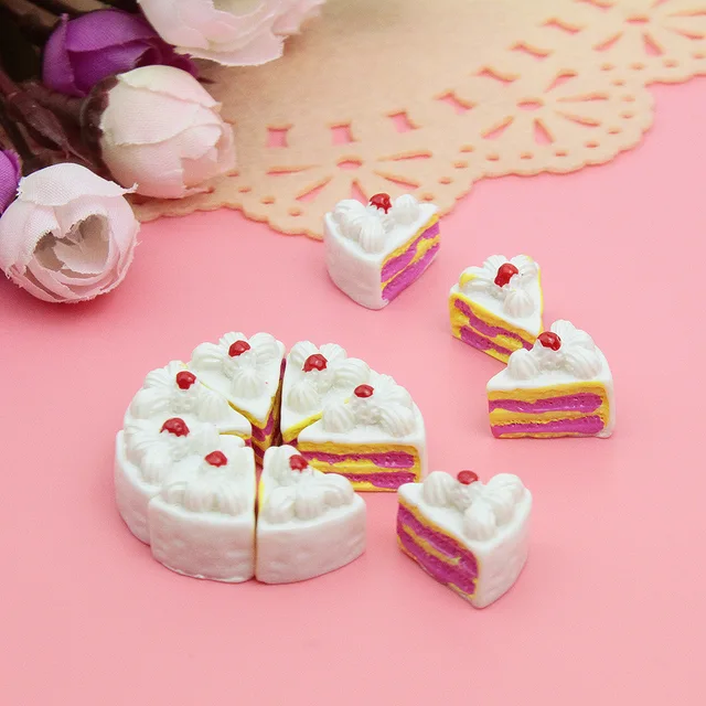 10 Pcs DollHouse Cakes Kawaii DIY Miniature Artificial Fake Doll Food Cake Resin Ornament Craft Play Doll House Accessories 2