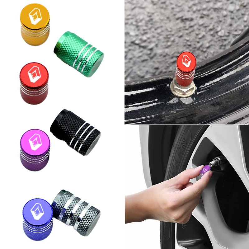 

4pcs Car Wheel Tire Air Valve Core Caps for Renault Megane 2 3 Duster Logan Clio Laguna 2 Captur Car Logo Tires Accessories