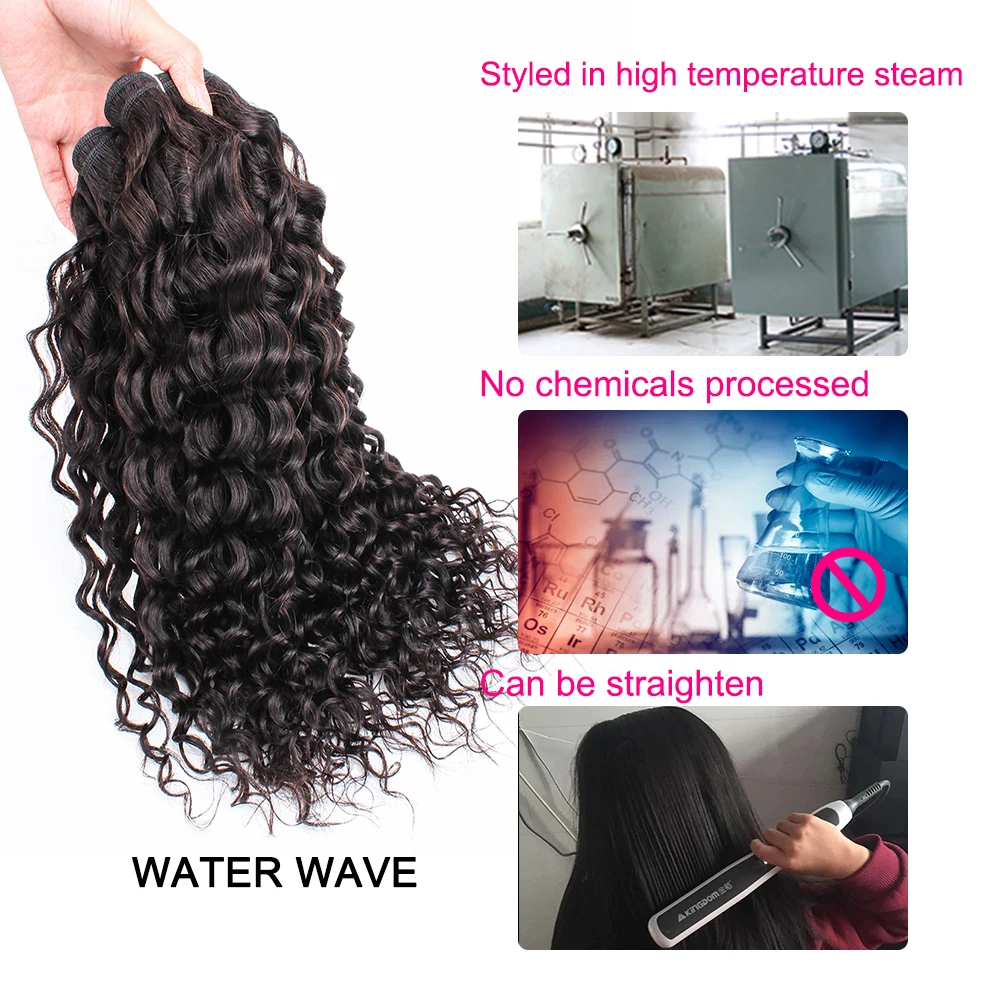 Natural Color Water Wave Hair Bundles 400g/Lot for Full Head Indian Curly Human Hair 10-30 Inches Remy Extension