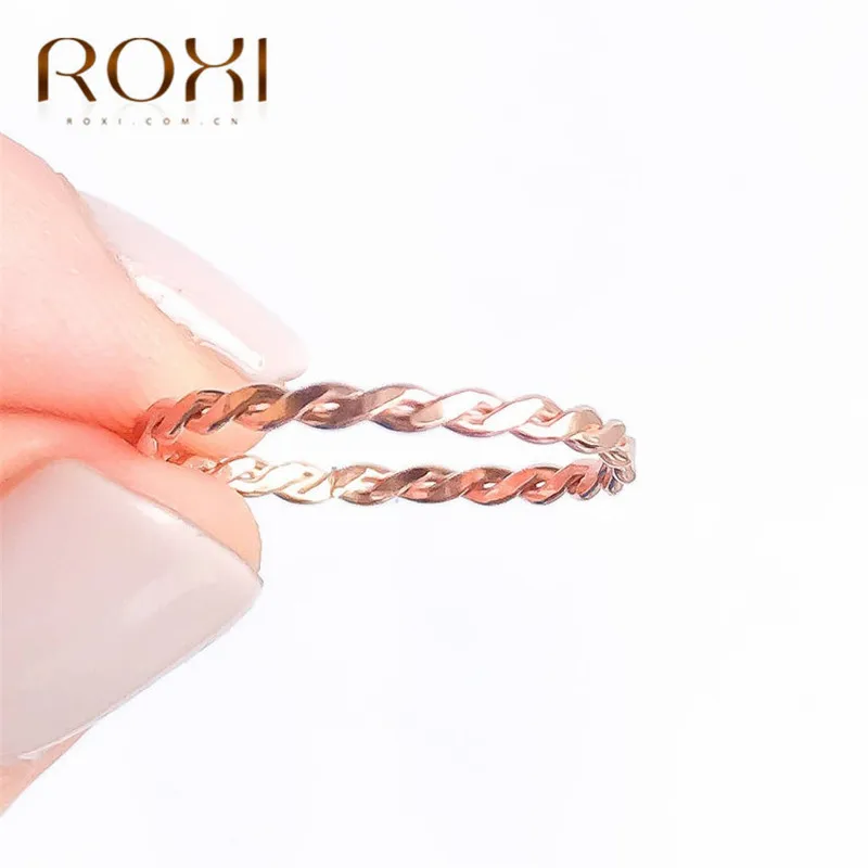 ROXI Твист классическое обручальное кольцо простой кольца из стерлингового серебра 925 для женщин витая линия круглый перстень обручальные ювелирные изделия