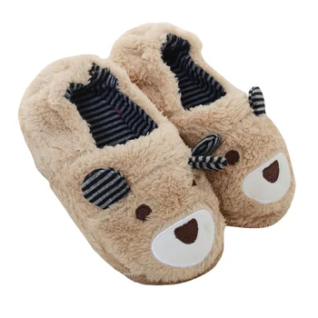 

Cute Cotton Slippers Kid's Winter Home House Shoes Plush Bear Wrapped Roots Warm Cotton Slippers 1-5Y